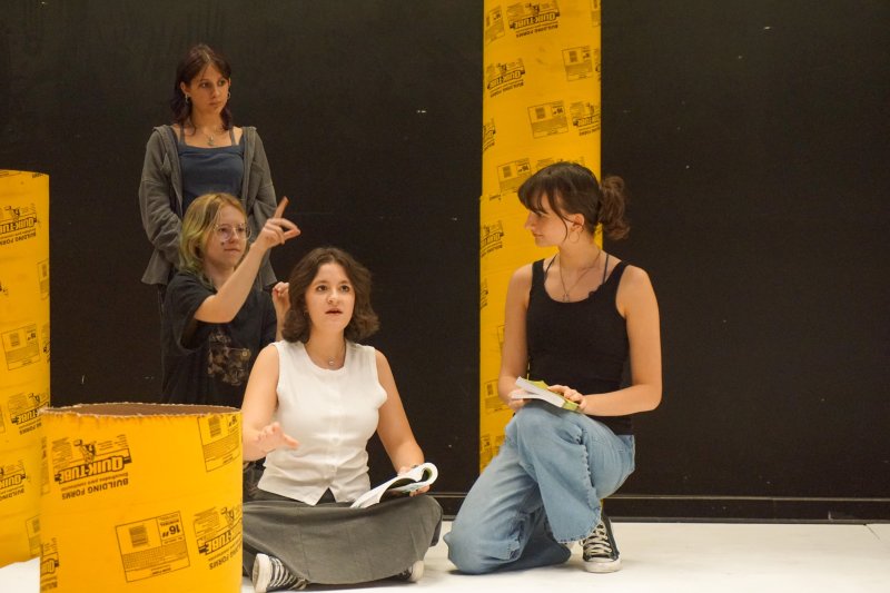 Rehearsing a scene from Sussex Academy’s production of “A Midsummer Night’s Dream” are students (l-r) Corey Trench as Moth, Zoe Pine as Mustardseed, Natalie Howard as Bottom/Pyramus and Abby Lynne as Titania.